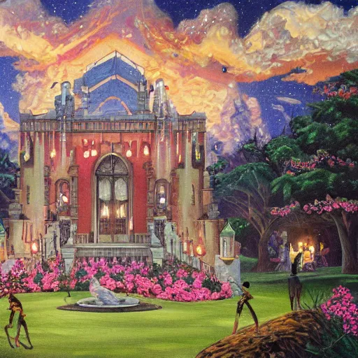 Image similar to john avon painting of the magic academy of raya lucaria