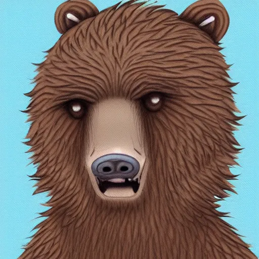 Prompt: Anime frazzled tired brown bear, Anime art trending on Artstation, blank background, no cropping