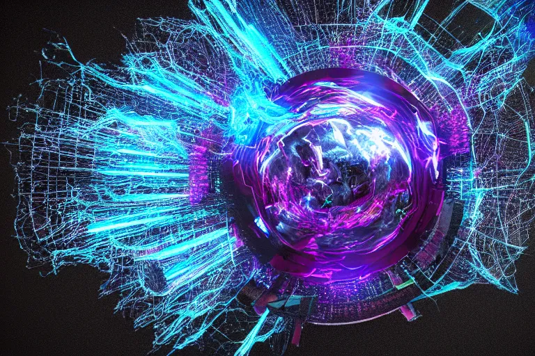 Image similar to x - particles, octane render, cinema 4 d