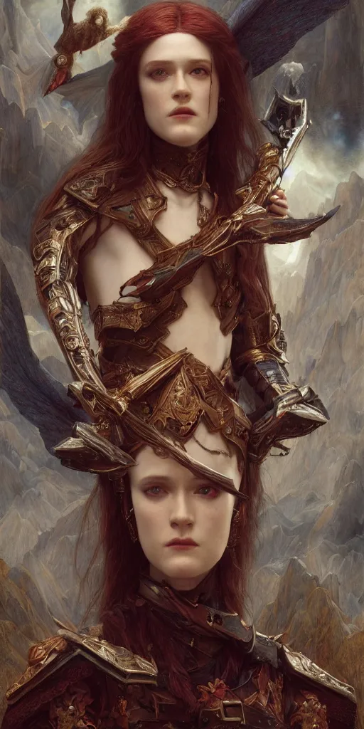 Image similar to evan rachel wood, beautiful fantasy maiden, dungeons and dragons, masterpiece by edgar maxence and ross tran and michael whelan, gustav dore, 8 k, octane render