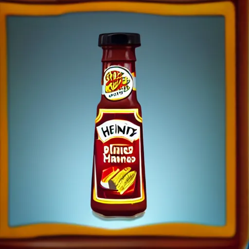 Prompt: A bottle of Heinz Ketchup as a Looney Tunes character