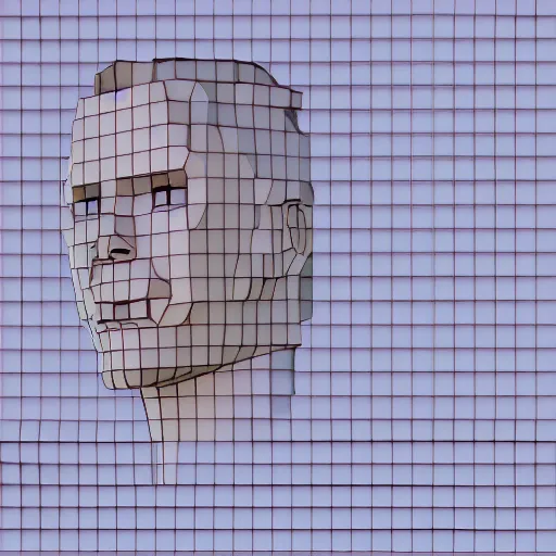 Prompt: generic male npc face, vaporwave album cover untextured rendered in ssao only, vray, terragen, pixel art