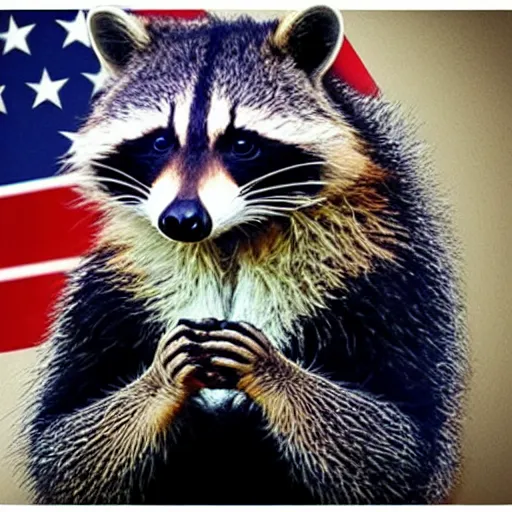 Prompt: A raccoon elected president of the USA