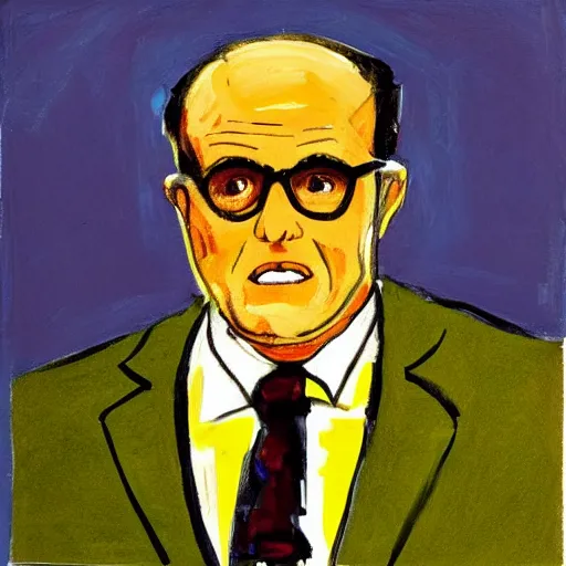 Prompt: portrait of rudy giuliani, painting by basquiat