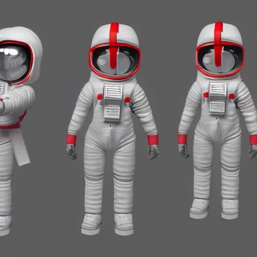 Prompt: chibi red astronaut 3 d model, with feet for legs