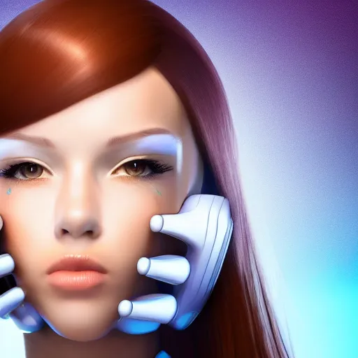 Image similar to a hyperrealistic cyber girl