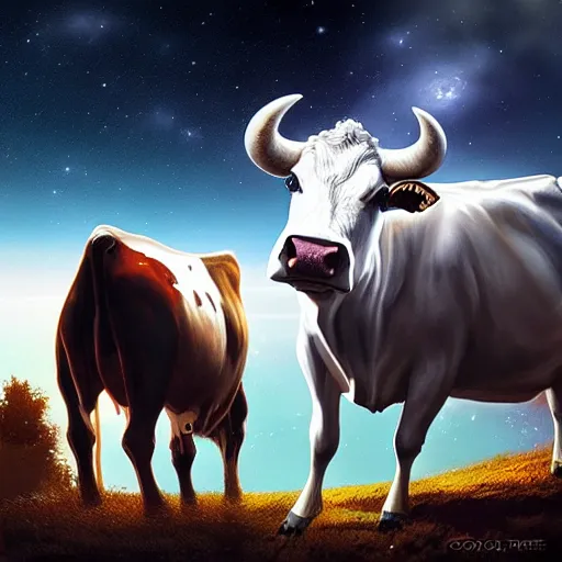 Image similar to cow in space by by geoffroy thoorens