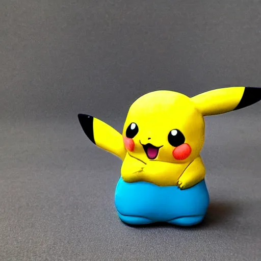 Prompt: pikachu holding a gun, clay sculpture, 33mm, high res photo