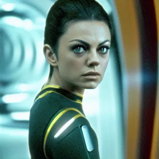 Prompt: A still of Mila Kunis as T'Pol in Star Trek: Enterprise (2001)