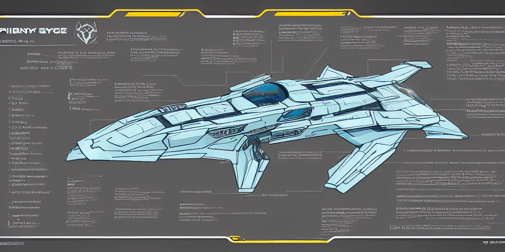 Image similar to Detailed Infographic Blueprint of The Unfriendly Viper spaceship in style of Elite Dangerous