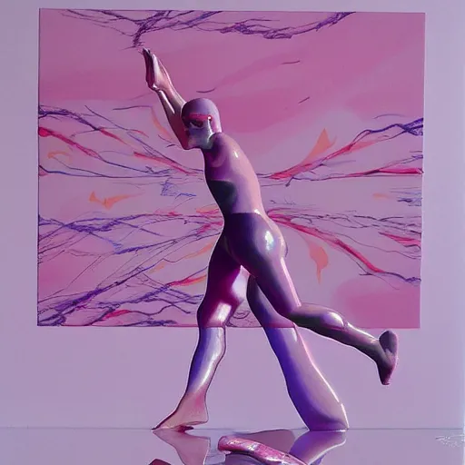 Image similar to wish animated painting by john. podesta ( ). sparallelising. nedynamic synthesizers ralph perfect color holographic pink, 3 d wonderful smooth lighting pink marble figures