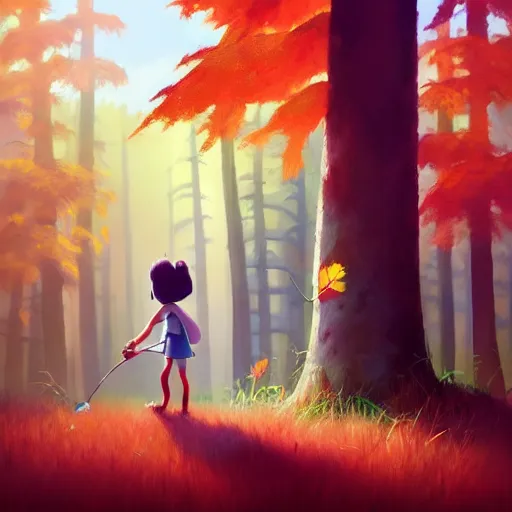 Prompt: goro fujita ilustration girl picking mushrooms in the forest, painting by goro fujita, sharp focus, highly detailed, artstation