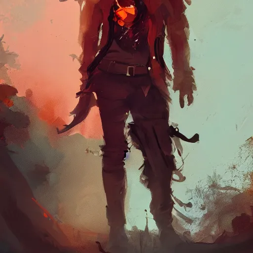 Prompt: human male character art, by Ismail Inceoglu, red hair, red beard, sunken eyes, shabby leather clothes, necklace, digital art, dungeons and dragons, art