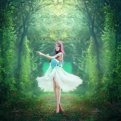 Prompt: a fairy in an enchanted forest. photograph by wlop.-w 1040