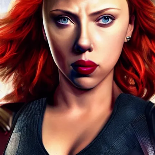 Image similar to photograph of Scarlet Johansson as a super hero, highly detailed, headshot Portrait, hyper realistic .