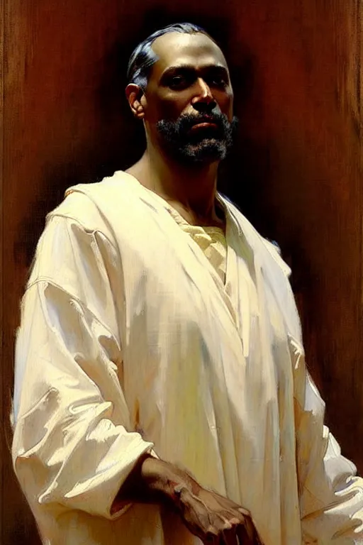 Image similar to leyendecker and solomon joseph solomon and richard schmid and jeremy lipking victorian loose genre loose painting full length portrait painting of jesus