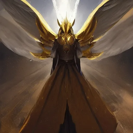 golden armored angel, wings made of energy, metal | Stable Diffusion ...