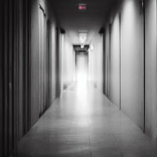 Prompt: Huggy Wuggy standing ominously in a dark hallway, photography, 4k, horror