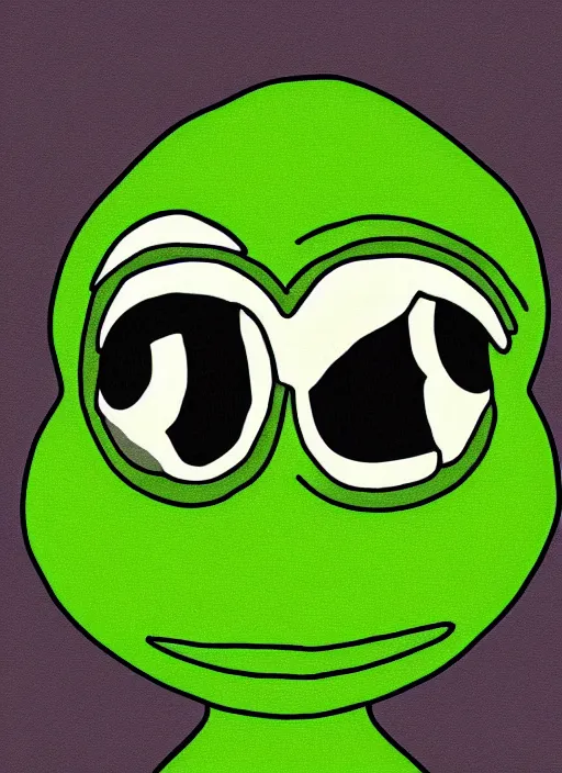 Prompt: depressed pepe the frog!!!, sad, portrait, intricat, highly detailed, digital painting, artstation, concept art, wallpaper, smooth, sharp focus, illustration, art by matt furie!!!