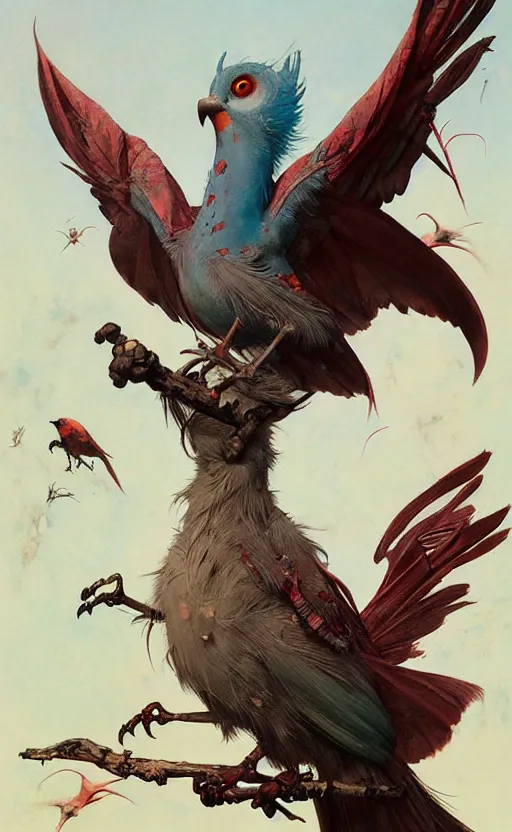 Image similar to anthro bird creature painting by chiara bautista, beksinski and norman rockwell and greg rutkowski weta studio, and lucasfilm