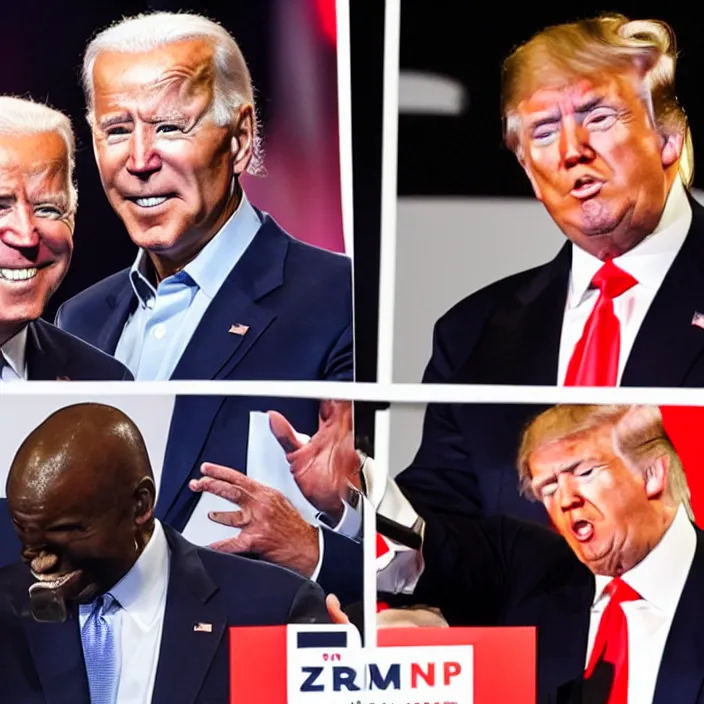 Image similar to joe biden and donald trump in a boxing match, detailed sharp photo