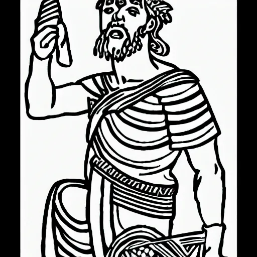 Prompt: ancient greek man screaming coloring pages