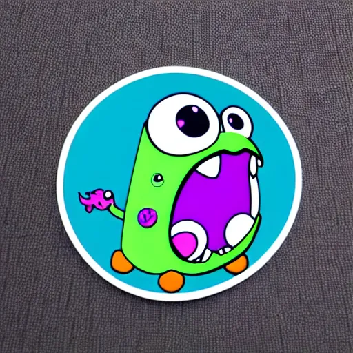 Image similar to cute monster skateboarding, sticker art, cronobreaker, beeple