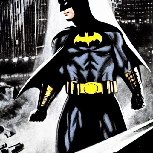 Image similar to a film still of a batman movie directed by Stanley Kubrick released in 1985