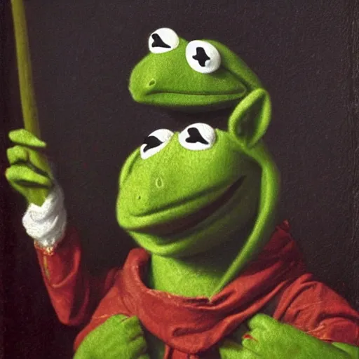 Image similar to Kermit the Frog VIII King of France, 1784, oil painting, London Art Museum