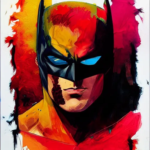 Image similar to Batman painted by Conrad Roset, detailed brushstrokes