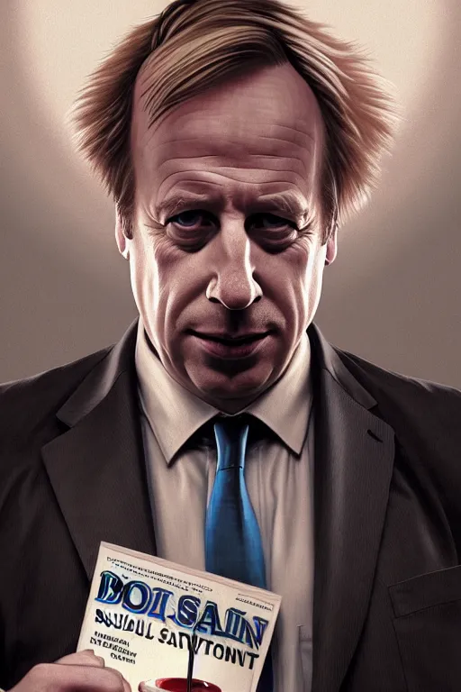 Prompt: Boris Johnson as Saul Goodman, Better Call Saul ad, realistic portrait, symmetrical, highly detailed, digital painting, artstation, concept art, smooth, sharp focus, illustration, cinematic lighting, art by artgerm and greg rutkowski and alphonse mucha