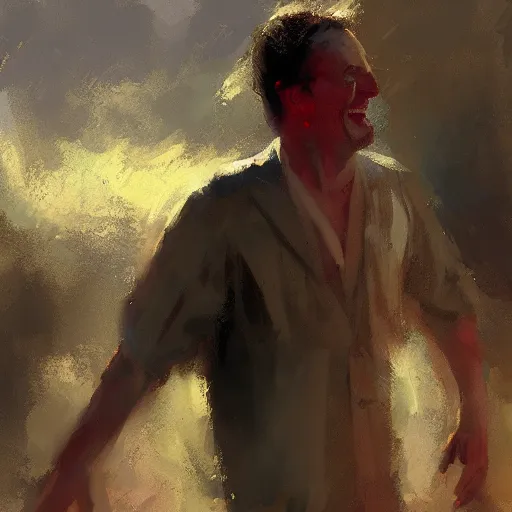 Image similar to a happy white man, painted by Craig Mullins