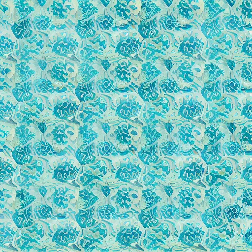 Prompt: onyx aqua floral blooms, cerulean swirling, oriental wallpaper