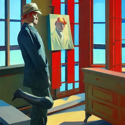 Prompt: Portrait of a mad general, very coherent, painted by Edward Hopper, painted by James Gilleard, airbrush, art by JamesJean