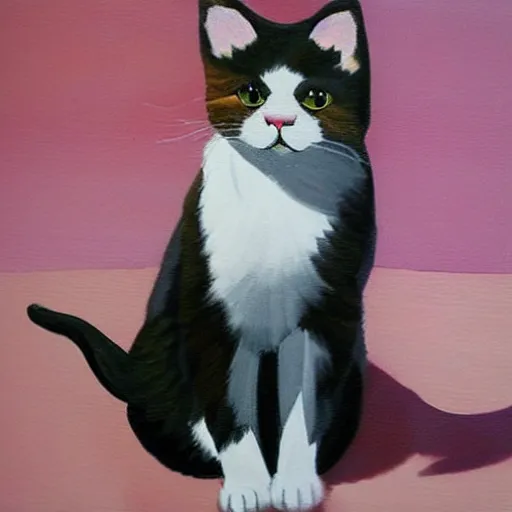 Image similar to a lovely cat sending kisses, low poly, oil painting