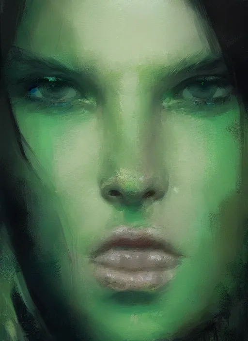 Prompt: light green tone beautiful face, by jeremy mann, by greg rutkowski, by noah bradley, digital painting