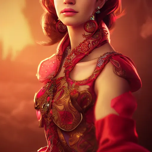 Image similar to portrait of wonderful princess of ruby with fair skin, ornate 8 k gorgeous intricate detailed, accent lighting, dramatic cinematic lighting, octane render