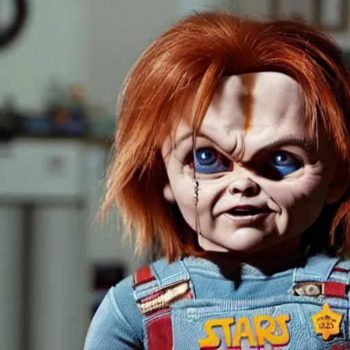 Image similar to a film still of chucky in star wars realistic, detailed