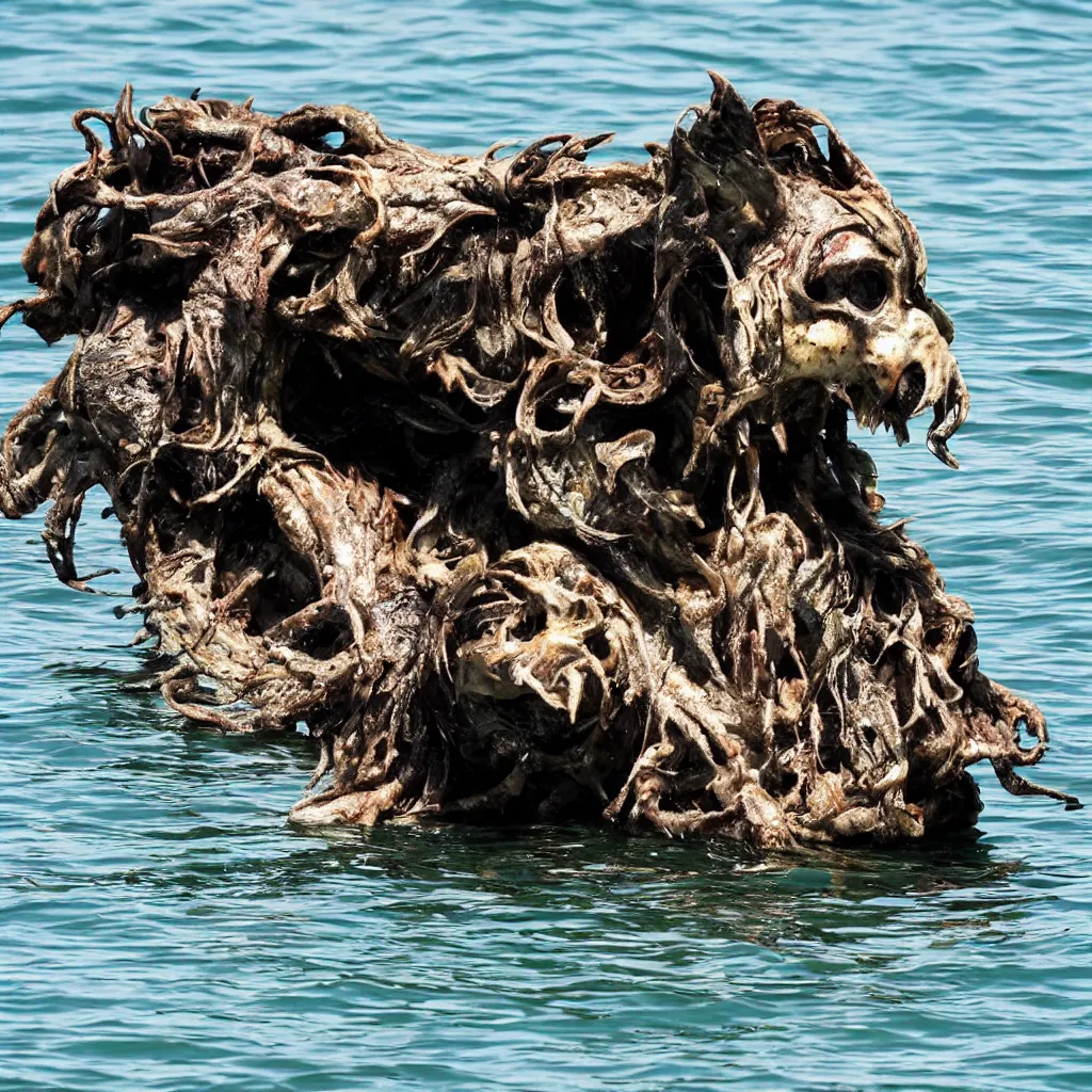 Prompt: predator at the sea sunbathing