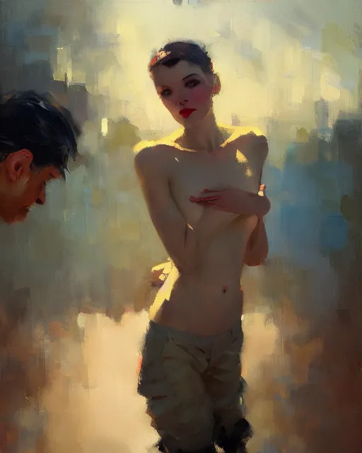 Image similar to benefit of all, ill of none, ( impressionistic oil painting by malcom liepke ), alexi zaitsev, craig mullins, tom bagshaw, tooth wu, wlop, denis sarazhin, visible brushstrokes, highly detailed, award winning, masterpiece