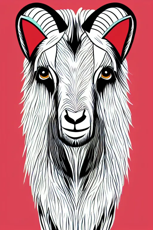 Image similar to Portrait of a goat in anime style, anime, sticker, colorful, illustration, highly detailed, simple, smooth and clean vector curves, no jagged lines, vector art, smooth