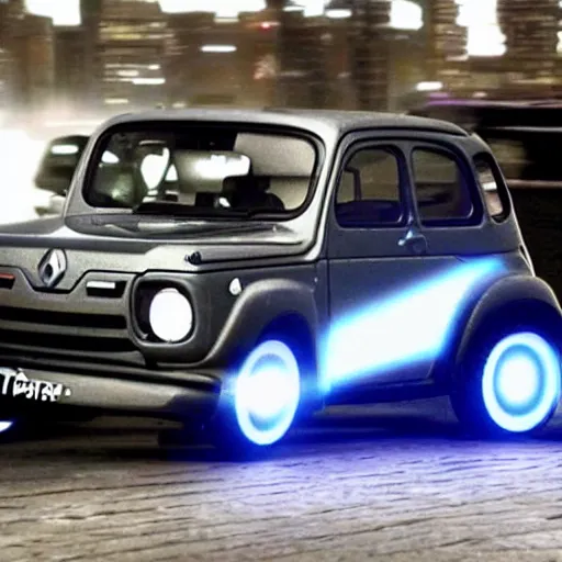 Image similar to epic Renault 4 cars in the Movie TRON (2010)