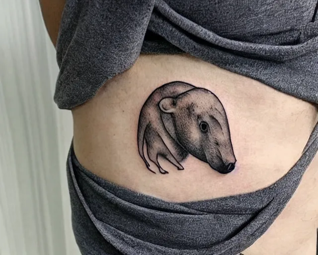 Prompt: tattoo of capybara skull, best minimalistic tattoo art