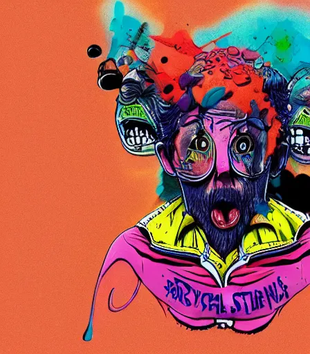 Image similar to Tim Burtons style Always Sunny in Philadelphia by Alex Pardee and Nekro and Petros Afshar, and James McDermott,unstirred paint, vivid color, cgsociety 4K