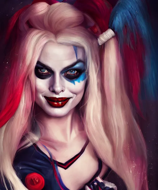 margot robbie as harley quinn at the circus by charlie | Stable Diffusion