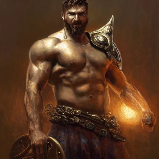 Prompt: handsome portrait of a spartan guy bodybuilder posing, radiant light, caustics, war hero, bloodborne, by gaston bussiere, bayard wu, greg rutkowski, giger, maxim verehin