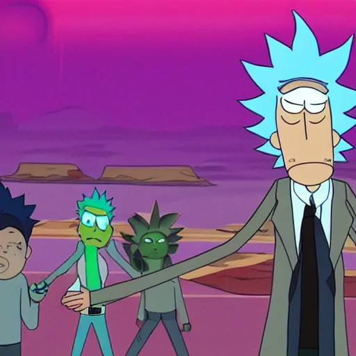 Prompt: rick sanchez, from rick and morty, breaking the simulation