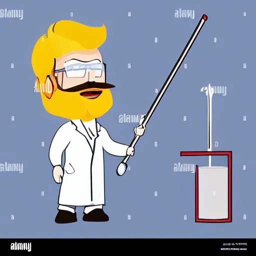 Image similar to scientist bearded lab coat standing measuring large fish line drawing simplistic cartoon pencil shading