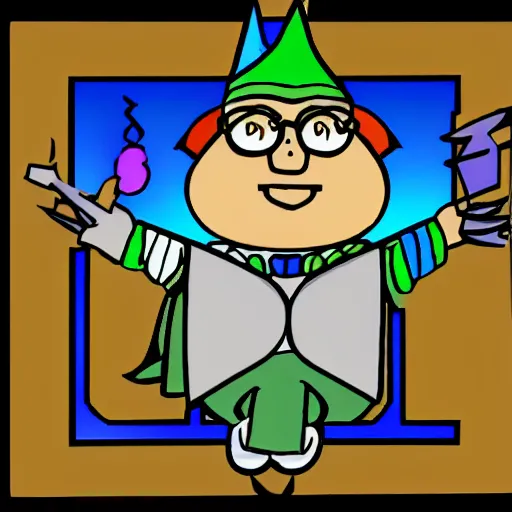 Image similar to a nerdy wizard clip art low detail, 4 k
