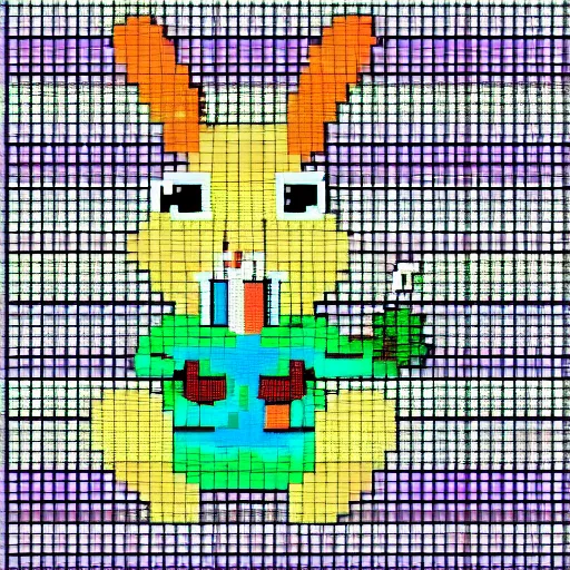 Image similar to pixel art of a cute rabbit eating a carrot